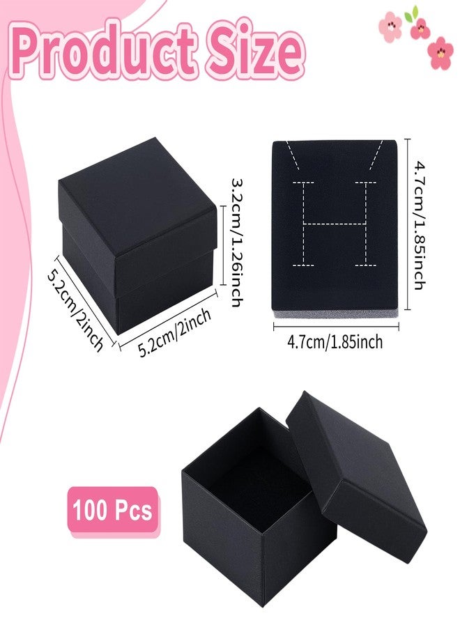 twinklemon 100PCS Ring Box Bulk Kraft Jewelry Gift Boxes 2’’ × 2’’ × 1.2’’ Small Earring Packing Boxes Square Cardboard Jewelry Box with Foam for Selling Weddings Valentine Birthday Business (Black) - Image 2